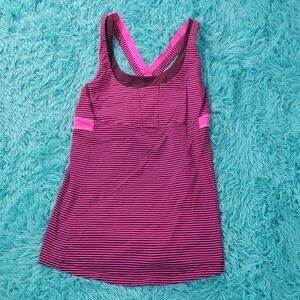Lululemon Stuff Your Bra Raspberry Stripe Tank Top